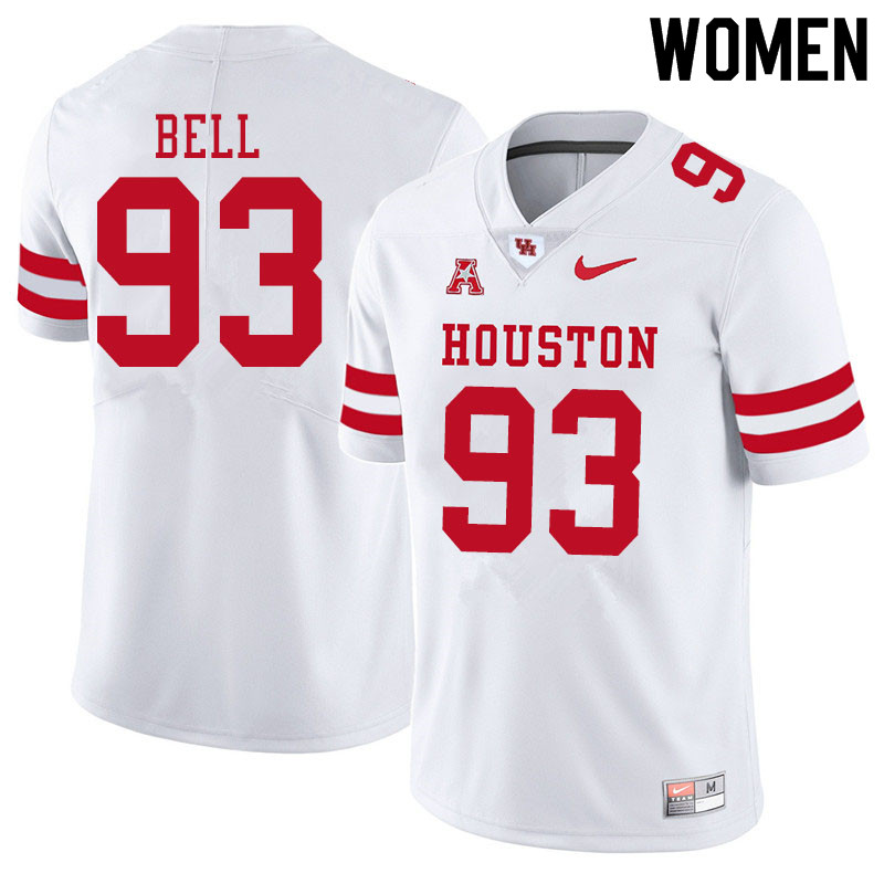 Women #93 Atlias Bell Houston Cougars College Football Jerseys Sale-White